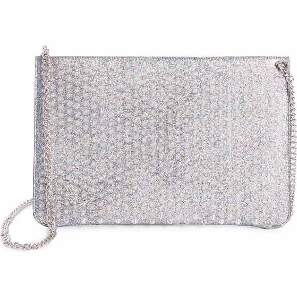 New Authentic CHRISTIAN LOUBOUTIN Loubiclutch Metallic Clutch - Picture 2 of 8